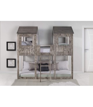 Twin Tower Bunk Bed BUNKBED, TWIN/TWIN, Rustic Dirty White