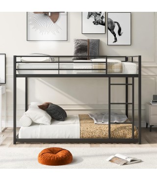 Full Over Full Metal Bunk Bed with Full-Length Guardrail