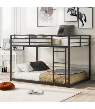 Full Over Full Metal Bunk Bed with Full-Length Guardrail