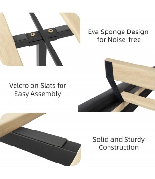 Upholstered Queen Size Bed Frame Velvet Beige Tufted Platform Bed Frame with Wingback Headboard & Footboard