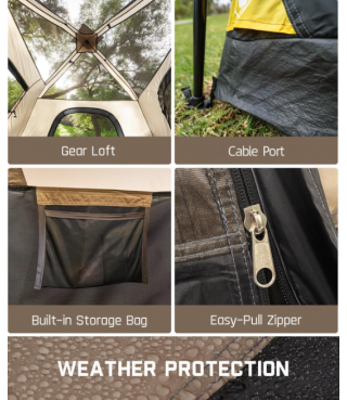 Camping Tent 4/6/8/10 Person Instant Cabin Tent Setup in 60 Seconds with Rainfly & Windproof Portable with Carry Bag