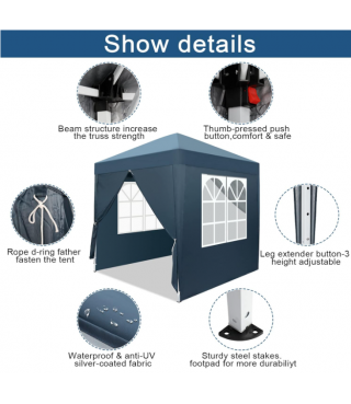 Pop Up Canopy Tent, Outdoor Instant Shelter Folding Canopy with 4 Side Walls 6.5'