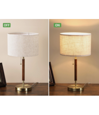Linen Fabric Lamp Table Lamp Solid Wood Desk Lamp