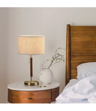 Linen Fabric Lamp Table Lamp Solid Wood Desk Lamp