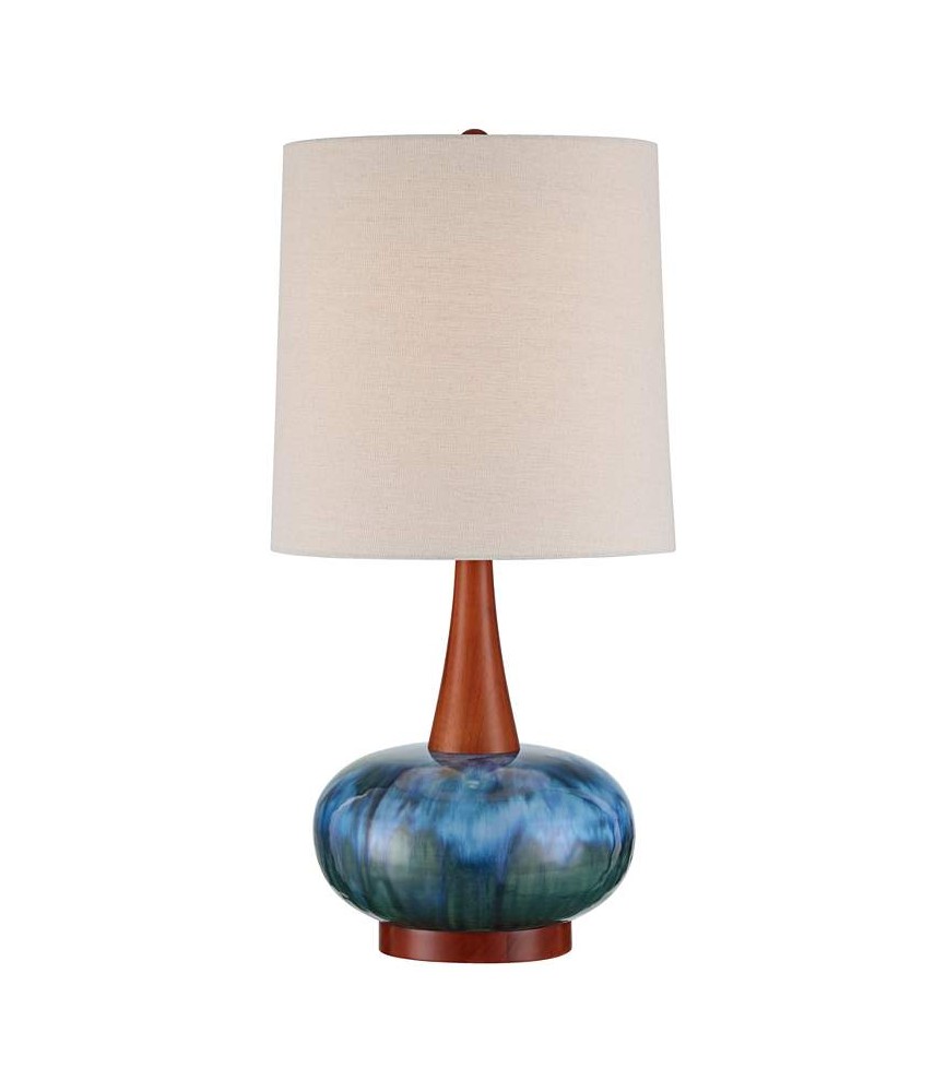 Lighting Mid Century Wood Base Table Lamp 24.5"