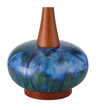 Lighting Mid Century Wood Base Table Lamp 24.5"