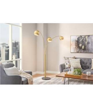 Flower Standing 3-Light Arc Floor Lamp with Metal Shades 74.5''