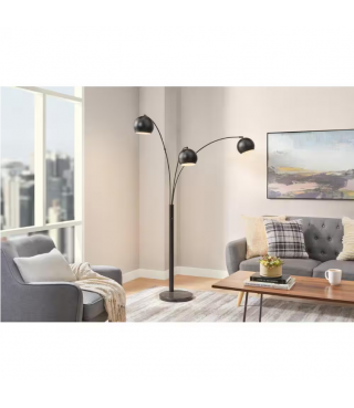 Flower Standing 3-Light Arc Floor Lamp with Metal Shades 74.5''