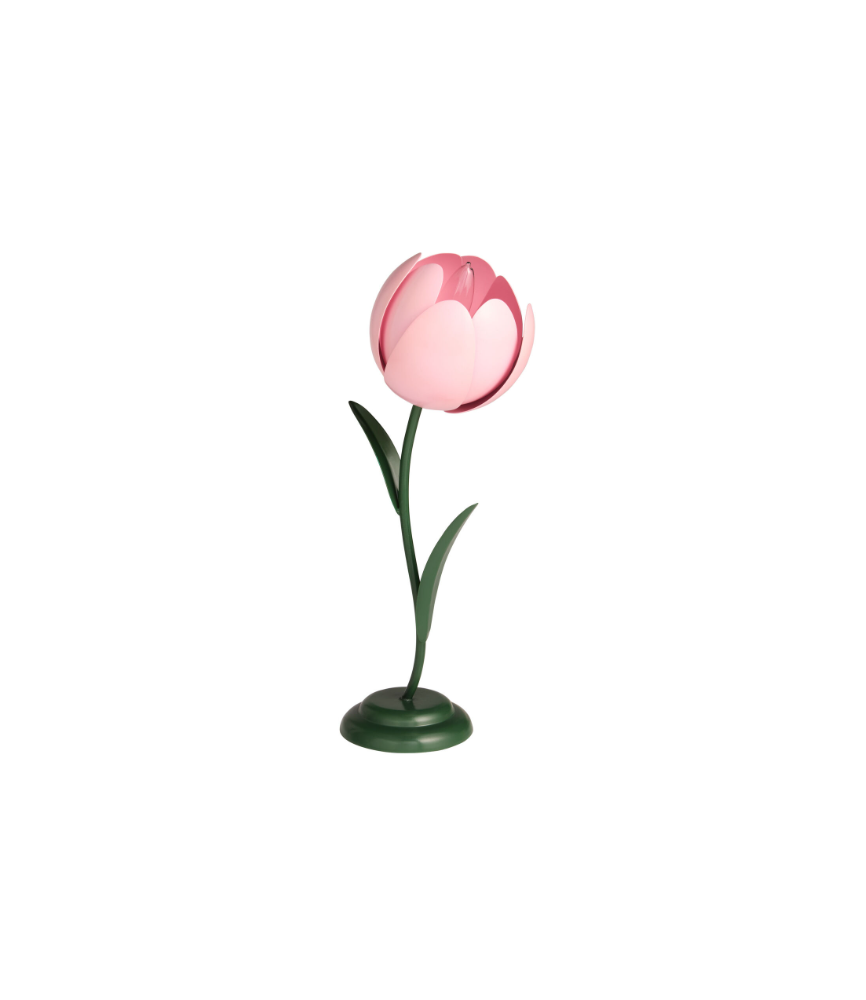 Pink Tulip Plant Table Lamp 19''