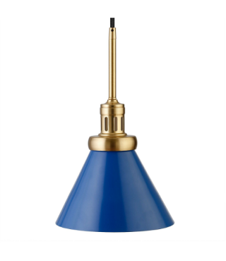 Blue Metal Brass Cone Shade Pendant 8.63"