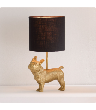 Gold Metal French Bulldog Desk Lamp 19.75"