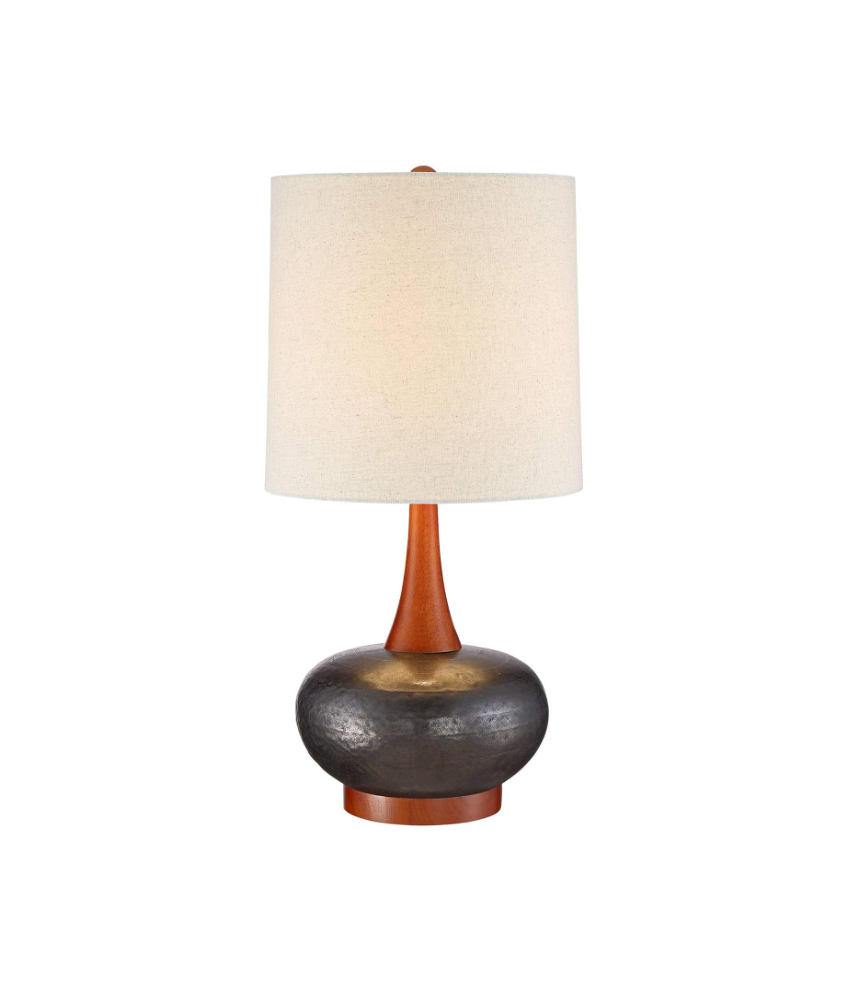 Lighting Mid Century Wood Base Table Lamp 24.5"