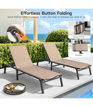 Outdoor Lounge Chair with 5 Position Adjustable Backrest