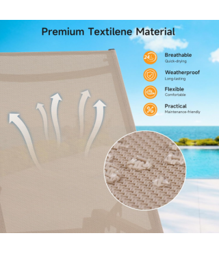 Outdoor Lounge Chair with 5 Position Adjustable Backrest