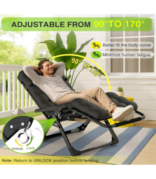 Reclining Patio Chairs Folding Recliner for Indoor and Outdoor