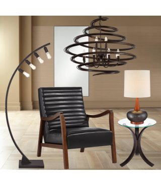 Lighting Mid Century Wood Base Table Lamp 24.5"