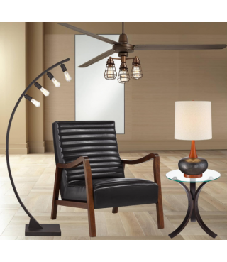 Lighting Mid Century Wood Base Table Lamp 24.5"