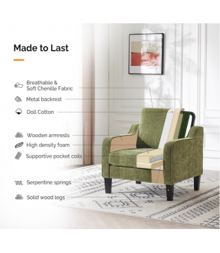 Green Solo Chair for Living Room 33''