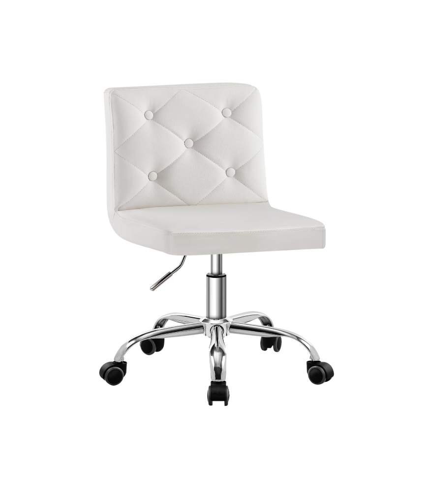 PU Leather Mid-Back Armless Vanity Chair