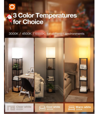 Janpanese Style Floor Lamps with Shelves, 4-Tier Shelf Floor Lamp 63''