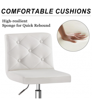 PU Leather Mid-Back Armless Vanity Chair