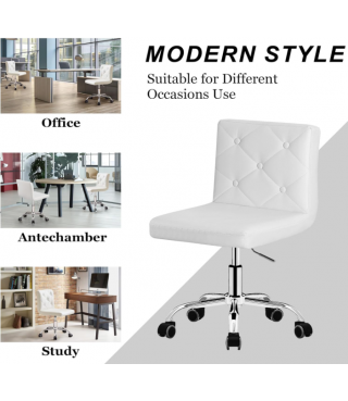 PU Leather Mid-Back Armless Vanity Chair