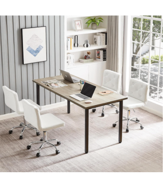 PU Leather Mid-Back Armless Vanity Chair