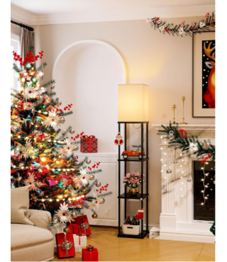 Janpanese Style Floor Lamps with Shelves, 4-Tier Shelf Floor Lamp 63''