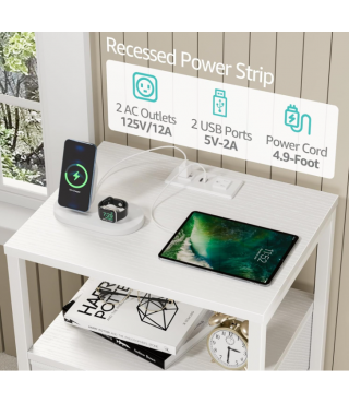 LED Night Stand with 2 Fabric Drawers