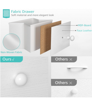 LED Night Stand with 2 Fabric Drawers