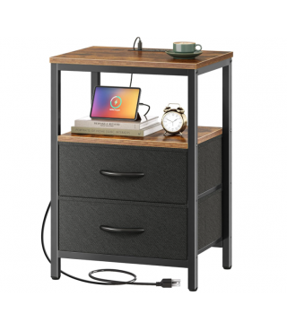 Side Table with Fabric Drawers