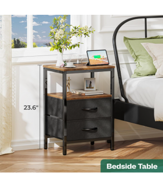 Side Table with Fabric Drawers