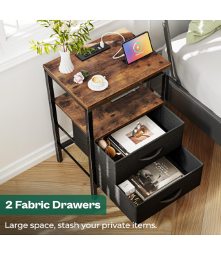 Side Table with Fabric Drawers