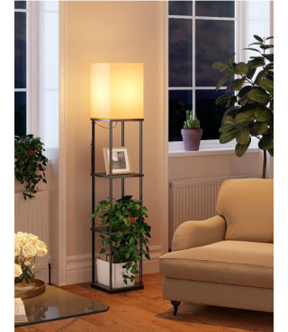 Janpanese Style Floor Lamps with Shelves, 4-Tier Shelf Floor Lamp 63''