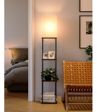 Janpanese Style Floor Lamps with Shelves, 4-Tier Shelf Floor Lamp 63''