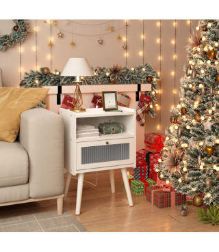 Bedside Tables with Glass Decorative Door