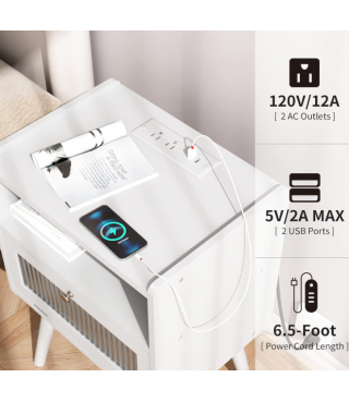 Bedside Tables with Glass Decorative Door