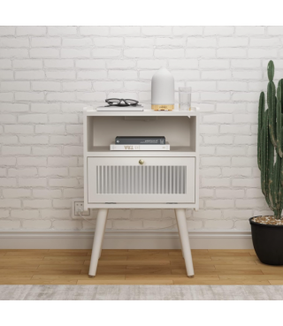 Bedside Tables with Glass Decorative Door