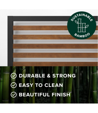 Bamboo and Metal Platform Bed Frame with Headboard