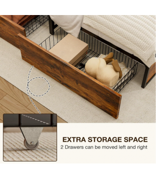 Bed Frame with 2 XL Storage Drawers