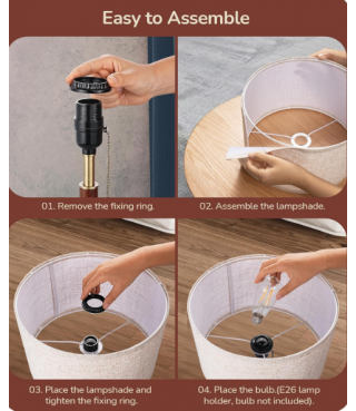 Linen Fabric Lamp Table Lamp Solid Wood Desk Lamp