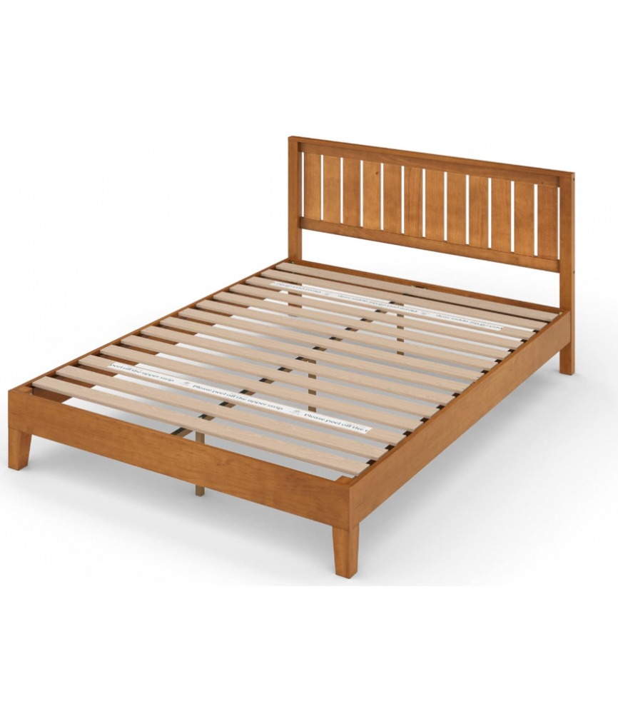 Deluxe Wood Platform Bed Frame with Headboard