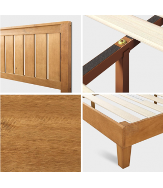 Deluxe Wood Platform Bed Frame with Headboard