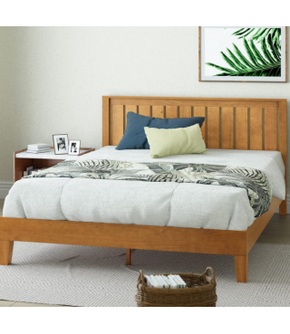 Deluxe Wood Platform Bed Frame with Headboard