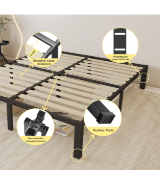 Full Size Bed Frames with Wood Slats 14''