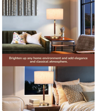 Linen Fabric Lamp Table Lamp Solid Wood Desk Lamp