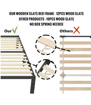 Full Size Bed Frames with Wood Slats 14''