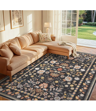 Boho Area Rug Living Room Rugs - Washable Neutral Modern Abstract Soft