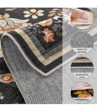 Boho Area Rug Living Room Rugs - Washable Neutral Modern Abstract Soft