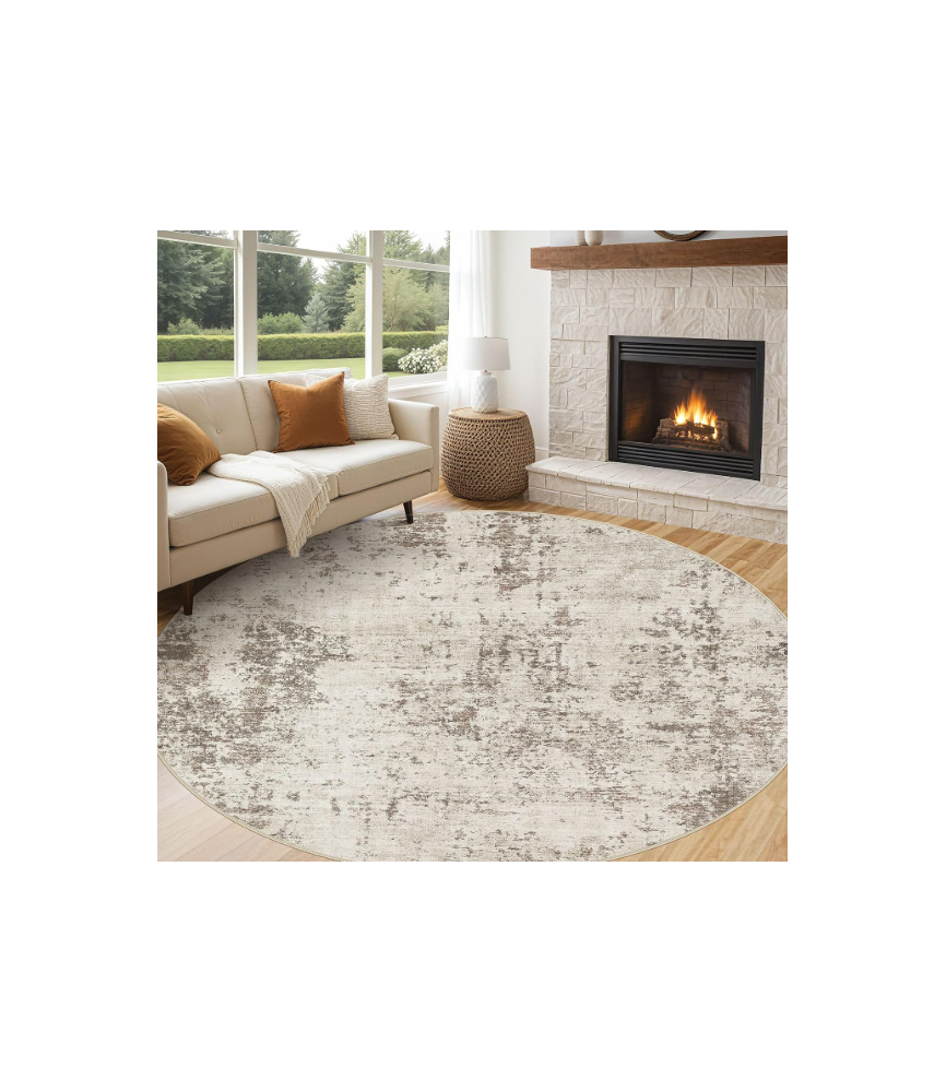 Boho Area Rug Living Room Rugs - Washable Neutral Modern Abstract Soft